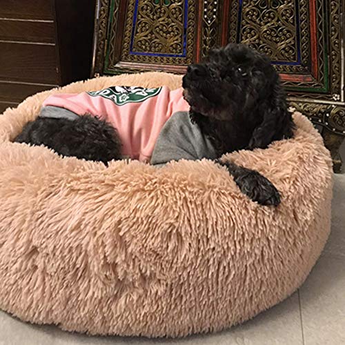 Cama de Mascotas Donut Cama de Perros Gatos Redonda Cómodo Suave Felpa Corto con una Bola de Sisal Cama de Gatitos Cachorros para Dormir Descansar Durmiente