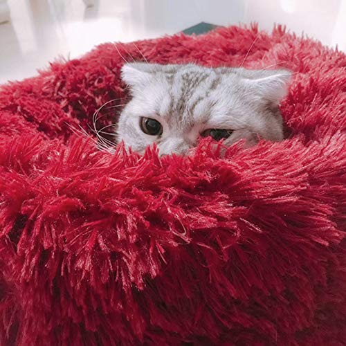 Cama de Mascotas Donut Cama de Perros Gatos Redonda Cómodo Suave Felpa Corto con una Bola de Sisal Cama de Gatitos Cachorros para Dormir Descansar Durmiente