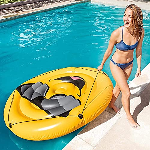 Cama Flotante Gigante Extra Gruesa Inflable Sonriente para Nadar, Juguete Inflable para Niños, Fila Flotante De Agua para Adultos, Tumbona, Colchón Inflable para La Playa, Juguete Divertido De Veran