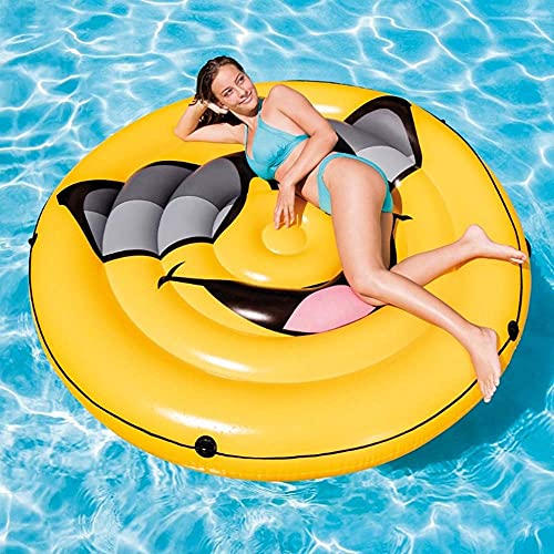 Cama Flotante Gigante Extra Gruesa Inflable Sonriente para Nadar, Juguete Inflable para Niños, Fila Flotante De Agua para Adultos, Tumbona, Colchón Inflable para La Playa, Juguete Divertido De Veran