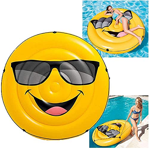 Cama Flotante Gigante Extra Gruesa Inflable Sonriente para Nadar, Juguete Inflable para Niños, Fila Flotante De Agua para Adultos, Tumbona, Colchón Inflable para La Playa, Juguete Divertido De Veran