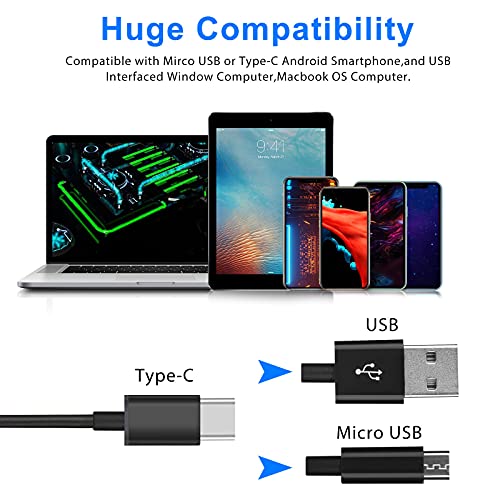 Cámara de Inspección,3 en 1 Cámara endoscópica USB Boroscopio Cámara endoscópica impermeable con 6 luces LED para PC/portátil/ordenador/Android/Teléfono/Tableta Dispositiv(2m)