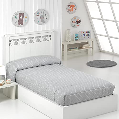 Camatex - Edredón Ajustable Estrella Cama 90 - Color Gris