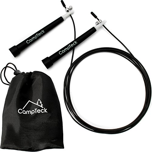 CampTeck U6576 3m Cuerda Saltar de Velocidad Ajustable Acero Cable Jumping Rope con Rodamiento de Bolas para Fitness Ejercicio, Entrenamiento