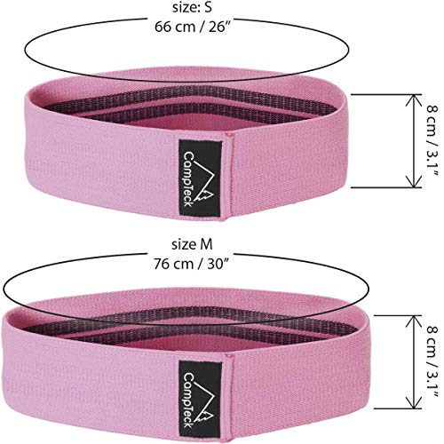 CampTeck U6916 - Bandas Elasticas Fitness Hip de Poliéster y Látex Cadera Banda Elastica para Ejercicio Glúteos y Piernas Antideslizante - Squat Banda - Rosado - S (66cm x 8cm)