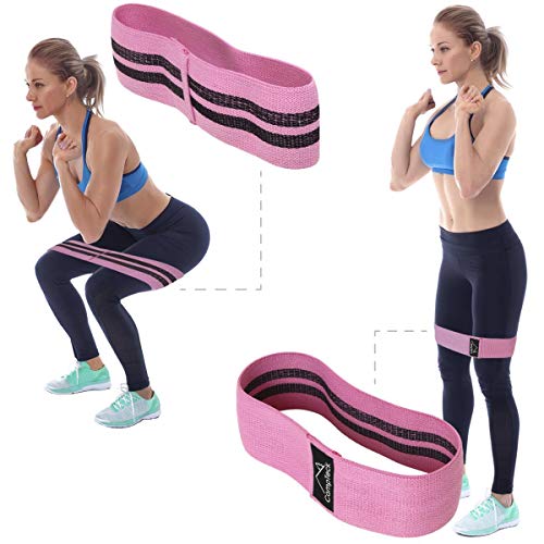 CampTeck U6916 - Bandas Elasticas Fitness Hip de Poliéster y Látex Cadera Banda Elastica para Ejercicio Glúteos y Piernas Antideslizante - Squat Banda - Rosado - S (66cm x 8cm)