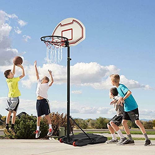 Canasta de Baloncesto para Niños Independiente para Exteriores / Interiores, Canasta de Baloncesto con Soporte Móvil sobre 2 Ruedas, Canasta Portátil de Altura Ajustable de 148 cm a 200 cm