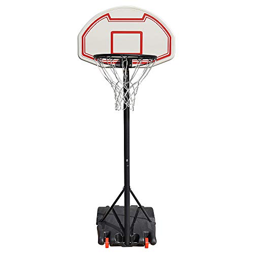 Canasta de Baloncesto para Niños Independiente para Exteriores / Interiores, Canasta de Baloncesto con Soporte Móvil sobre 2 Ruedas, Canasta Portátil de Altura Ajustable de 148 cm a 200 cm