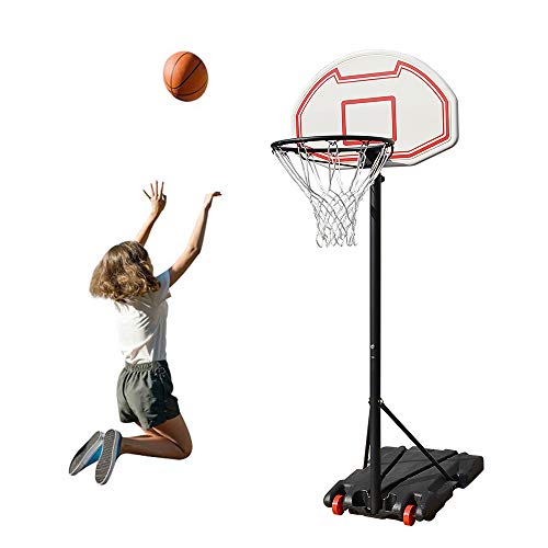 Canasta de Baloncesto para Niños Independiente para Exteriores / Interiores, Canasta de Baloncesto con Soporte Móvil sobre 2 Ruedas, Canasta Portátil de Altura Ajustable de 148 cm a 200 cm