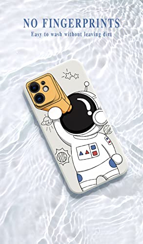 Carcasa de teléfono con telescopio Astronauta Espacial de Dibujos Animados para iPhone 12 13 11 Pro MAX Mini XS X XR 7 8 Plus SE 2020, Funda Cuadrada de Silicona líquida, Blanca, para iPhone XS