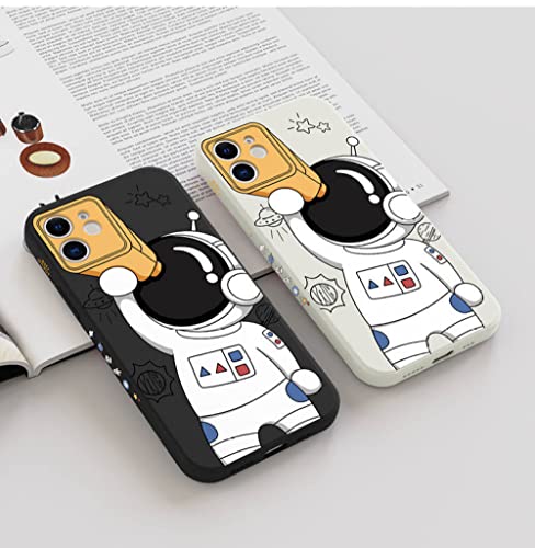 Carcasa de teléfono con telescopio Astronauta Espacial de Dibujos Animados para iPhone 12 13 11 Pro MAX Mini XS X XR 7 8 Plus SE 2020, Funda Cuadrada de Silicona líquida, Blanca, para iPhone XS