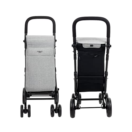 Carlett Carro de la Compra 4 Ruedas | Lett430 Urban Duo | Carrito Plegable con Gran Capacidad, 25kg, Bolsa Principal 36L, Térmica 7,5L y Bolsillo Posterior, Gris