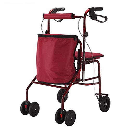 Carritos de Mano portátiles multifunción Carrito de Compras, comestibles para Personas Mayores Silla de Ruedas Multifuncional Caminante Auxiliar Plegable Carrito para Caminar de Cuatro Rueda