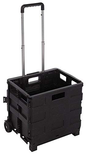 Carro Plegable Multiusos Caja Plegable con Ruedas, Negro, 38 x 83,5 x 30 cm