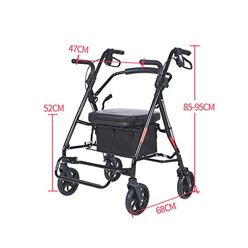 Carro Rodante Ligero Andador Rollator De Acero Plegable 3 Velocidades Ajustables con Asiento Y Ruedas, para Personas Mayores Y Adultos