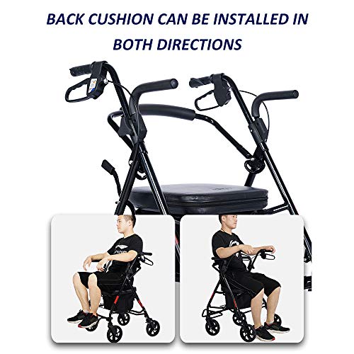 Carro Rodante Ligero Andador Rollator De Acero Plegable 3 Velocidades Ajustables con Asiento Y Ruedas, para Personas Mayores Y Adultos