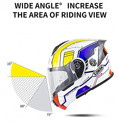 Casco de Moto Modular Bluetooth Integrado,Abatible con Visera Doble Antivaho de Alta Definición,Certificación ECE para Hombres y Mujeres Adultos F,XXL=61~62CM