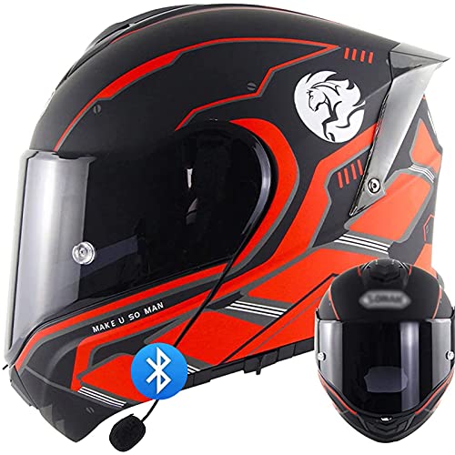 Casco de Moto Modular Bluetooth Integrado,Abatible con Visera Doble Antivaho de Alta Definición,Certificación ECE para Hombres y Mujeres Adultos F,XXL=61~62CM