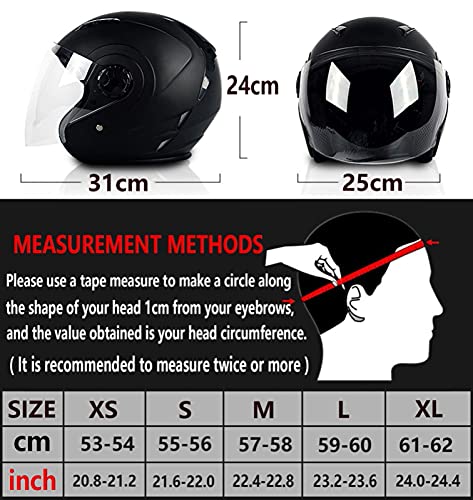 Casco Jet Motocicleta Bluetooth 3/4 Casco De Cara Abierta De Moto Retro con Visera HD para Hombres Y Mujeres Scooter Ciclomotor Crash Half Casco Certificación ECE Material ABS B,L=(59-60CM)