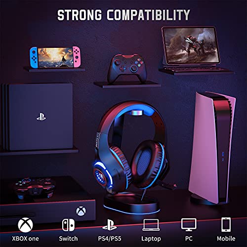 Cascos Gaming, Auriculares Gaming Con Graves Envolventes 3D, Micrófono Reducción De Ruido Y Almohadillas De Proteína, Para PS4 PS5 Xbox PC Laptop