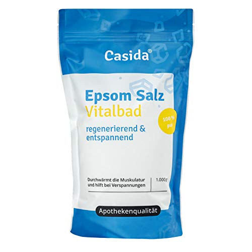 Casida - Sal de Epsom para Baño Vitale - magnesio para baño corporal o baño de pies - sulfato de magnesio original - altamente concentrado - la calidad de las farmacias - 1000g