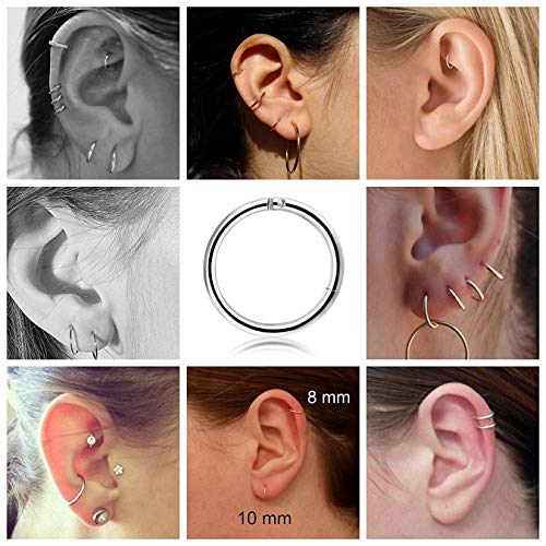 CASSIECA 12 Unids 16G de Acero Inoxidable Nariz Piercing Aro Pendientes para Las Mujeres Niñas Anillo de Piercing de Nariz Pierna del Labio Joyería del Cuerpo 6-16mm