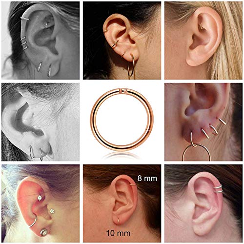 CASSIECA 12 Unids 16G de Acero Inoxidable Nariz Piercing Aro Pendientes para Las Mujeres Niñas Anillo de Piercing de Nariz Pierna del Labio Joyería del Cuerpo 6-16mm