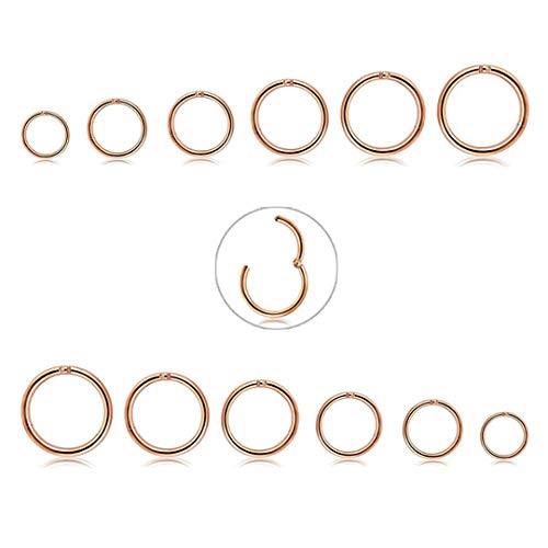 CASSIECA 12 Unids 16G de Acero Inoxidable Nariz Piercing Aro Pendientes para Las Mujeres Niñas Anillo de Piercing de Nariz Pierna del Labio Joyería del Cuerpo 6-16mm