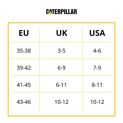 Caterpillar 6 Pares Calcetines Trabajo Media Pantorrilla - por Zapatos de Seguridad - Punta y Talón Reforzados - Esponja Algodón (Negro, 39-42)