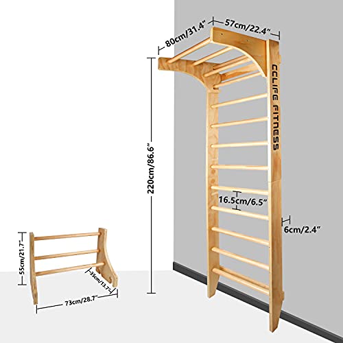 CCLIFE Espaldera Gimnasio espaldera Madera 220/80/57cm Espaldera de Fitness Escalera Gimnasio-ZERRO