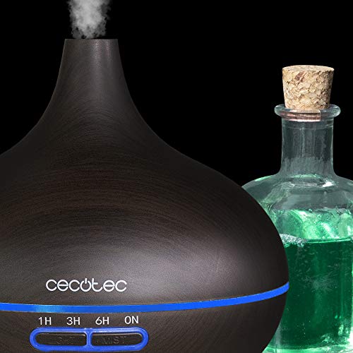 Cecotec Humidificador Ultrasónico y Difusor de Aromas con Temporizador Pure Aroma 300 Yin. 10 W, 300 ml, Temporizador hasta 6 Horas, 7 Colores LED, Función Aromaterapia, Ultrasilencioso