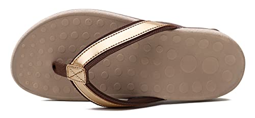 CELANDA Chanclas Mujer Hombres Sandalias de Dedo con Apoyo del Arco Verano Playa Sandalias de piscina Ortopedicas Flip Flop Antideslizante Zapatos Cómodos para Caminar Dorado Talla：38 EU