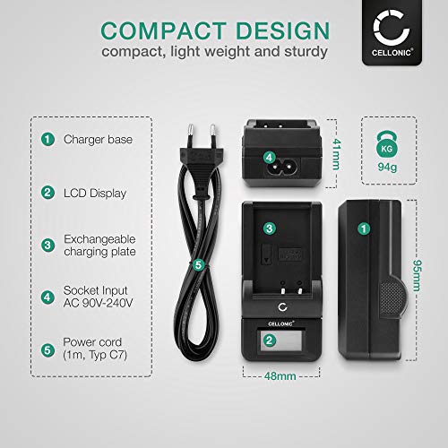 CELLONIC® 2X Batería DB-110 Compatible con Ricoh G900 G900SE GR III GR IIIx WG-6, 1200mAh + Cargador rápido bateria de Repuesto Pila