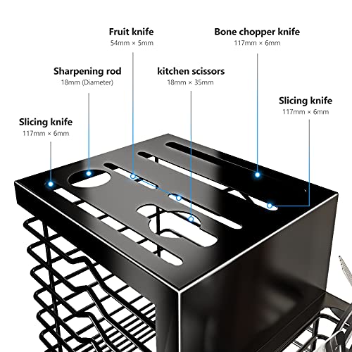 Cesta de cubiertos para cuchillos, tenedores, cucharas, soporte para cubiertos para almacenamiento de cocina y bloque de cuchillos, bloque universal de cuchillos sin cuchillos, acero inoxidable (1)