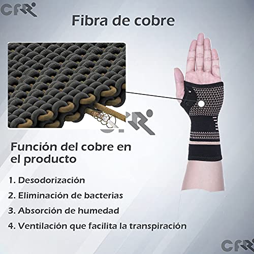 CFR Muñequera, Cobre, Férula para Muñeca para el Síndrome del Túnel Carpiano Alivio del Dolor y Estabilidad,