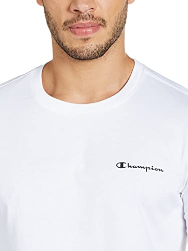 Champion Legacy Classic Small Logo Camiseta de Manga Larga, Blanco, L para Hombre