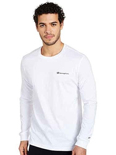 Champion Legacy Classic Small Logo Camiseta de Manga Larga, Blanco, L para Hombre