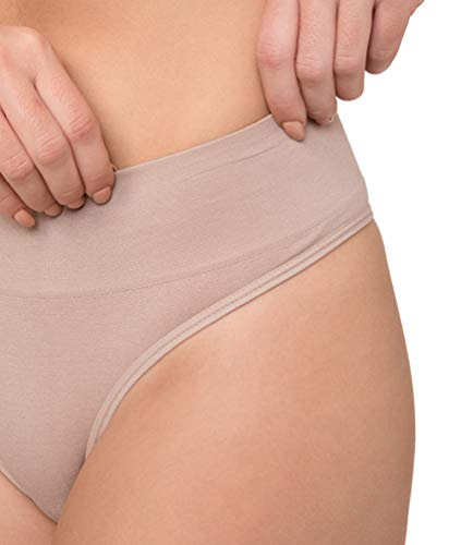 Channo Tangas Mujer Licra Cintura Midi Alta Sin Costuras Seamless Básico Colores Lisos (Surtido, L-XL)