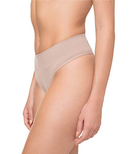 Channo Tangas Mujer Licra Cintura Midi Alta Sin Costuras Seamless Básico Colores Lisos (Surtido, L-XL)