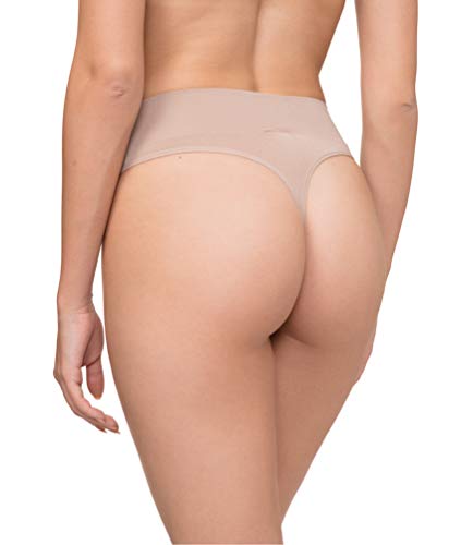 Channo Tangas Mujer Licra Cintura Midi Alta Sin Costuras Seamless Básico Colores Lisos (Surtido, L-XL)