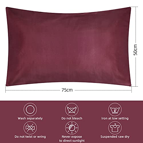 CHELUXS Fundas de Almohada de Microfibra Súper Suave Cepillada Juego de 2 Funda Almohada Estándar Antiarrugas Transpirable 50 x 75 cm Fundas para Almohadas Cama con Cierre de sobre (Rojo)