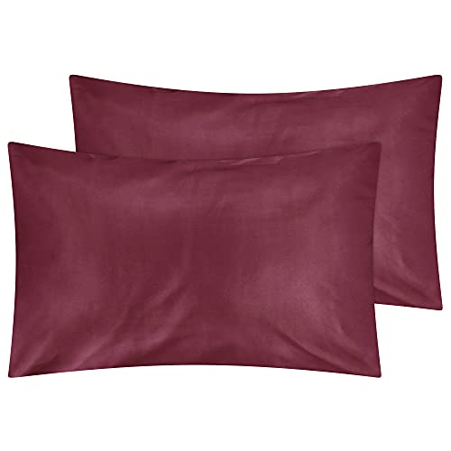 CHELUXS Fundas de Almohada de Microfibra Súper Suave Cepillada Juego de 2 Funda Almohada Estándar Antiarrugas Transpirable 50 x 75 cm Fundas para Almohadas Cama con Cierre de sobre (Rojo)