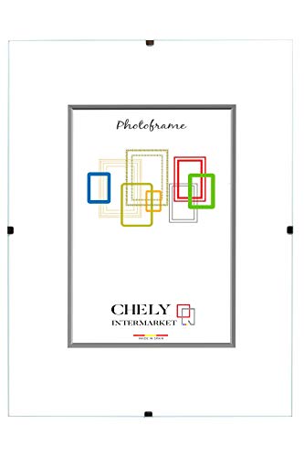 Chely Intermarket | 28B2A | Marco Clip A4 de Vidrio | Soporte sin Marco para fotografías, Posters, certificados y Recuerdos. Complemento Ideal para Colgar en la Pared(0,40)