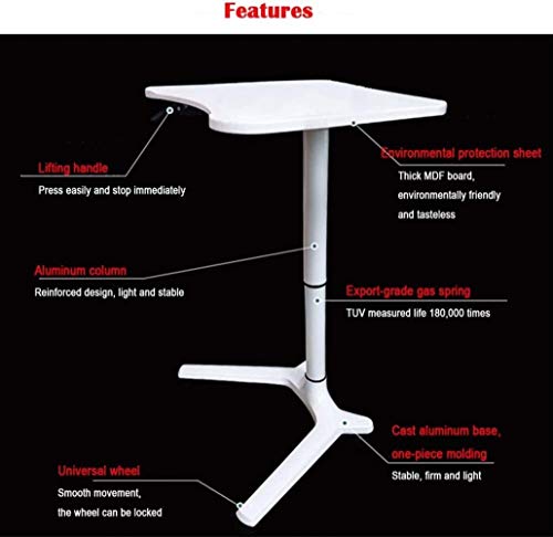 CHICAI Escritorio para portátil portátil, mesa de pie sentado para leer con ruedas, altura ajustable para sentarse y de pie, atril multifuncional (color: C)