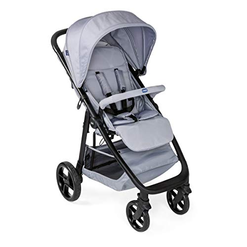 Chicco Multiride Todoterreno Silla de Paseo Ligera 0 Meses - 22 Kg, Carrito Bebé Compacto y Reclinable con Ruedas Antipinchazos, Plegado Fácil, Capota para Sol y Lluvia, Color Gris (Light Grey)