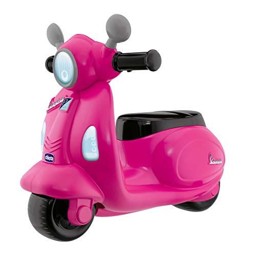 Chicco Vespa Primavera, Moto Correpasillos para Niños, Juguete para Niños con Panel Electrónico, Luz, Sonido y Ruedines Estabilizadores Extraíbles – Moto Para Niños de 1 a 3 Años, Máx. 25 Kg, Rosa