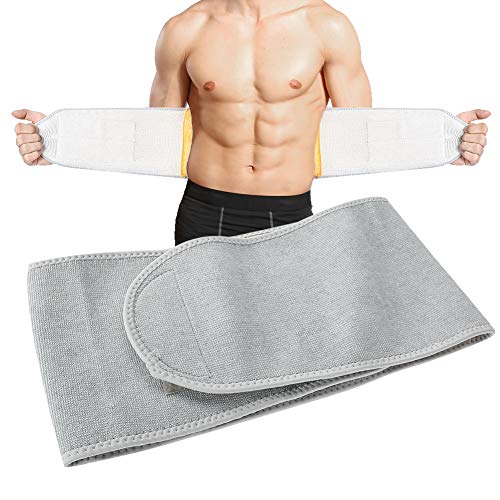 Cinturón de fibra de carbón de bambú para hombre y mujer, cálido, transpirable, faja de cintura para el abdomen, cinturón para gimnasia, color gris (L)