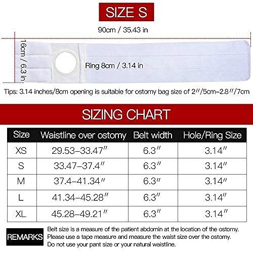 Cinturón De Ostomía Cinturón De Hernia Cinturón De Ostomía Con Apertura De Estoma De 3.14 "- Abertura De Estoma Transpirable Ajustable Para Después De La Colostomía Cirugía De Ileostomía Cuidado