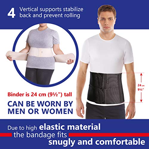 Cinturón soporte postoperatorio Faja postparto y postoperatorio Apoyo de los músculos abdominales y lumbosacro Altura 24 cm Unisex Medium Negro