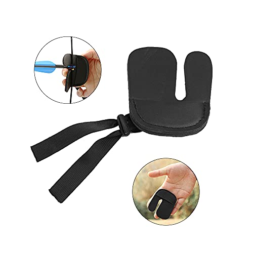 CJBIN 1 PCS Protectores de Brazo de Tiro con Arco, 1 PCS Protección de Tiro con Arco para Dedo de Piel, Proteger el Dedo de Flecha Correa Ajustable para Tiro de Caza para Tiro, Caza, Objetivo